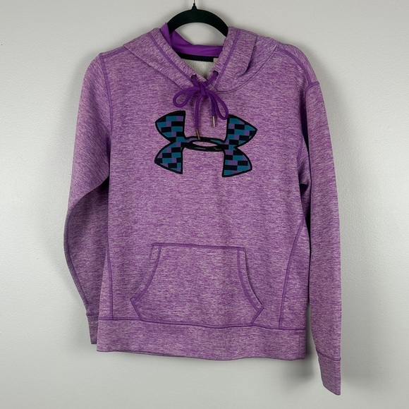 Under Armour Heathered Purple Long Sleeve Hoodie Size Medium - Picture 2 of 9